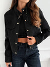 Cocolii court veste en daim femme boutonnage poches chunky buckle manches longues décontracté blouson en suedine