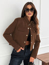 Cocolii court veste en daim femme boutonnage poches chunky buckle manches longues décontracté blouson en suedine