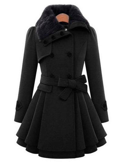 Cocolii manteau avec fausse fourrure col double boutonnage femme élégant hiver parka