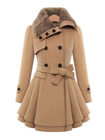 Cocolii manteau avec fausse fourrure col double boutonnage femme élégant hiver parka