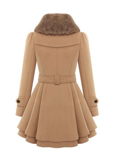 Cocolii manteau avec fausse fourrure col double boutonnage femme élégant hiver parka