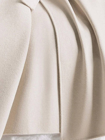 Cocolii longue manteau en laine coton poches ceinture col revers manches longues femme casual ample veste