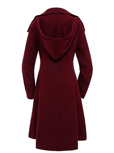 Cocolii mi-longue manteau en laine à capuche boutonnage femme élégant mode veste cape