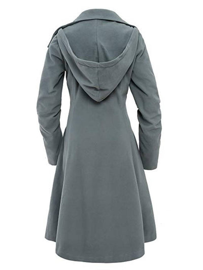 Cocolii mi-longue manteau en laine à capuche boutonnage femme élégant mode veste cape