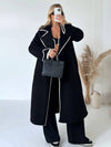 Cocolii longue manteau en laine col revers manches longues femme élégant ample oversized veste