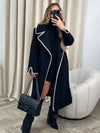 Cocolii longue manteau en laine col revers manches longues femme élégant ample oversized veste