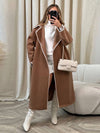 Cocolii longue manteau en laine col revers manches longues femme élégant ample oversized veste