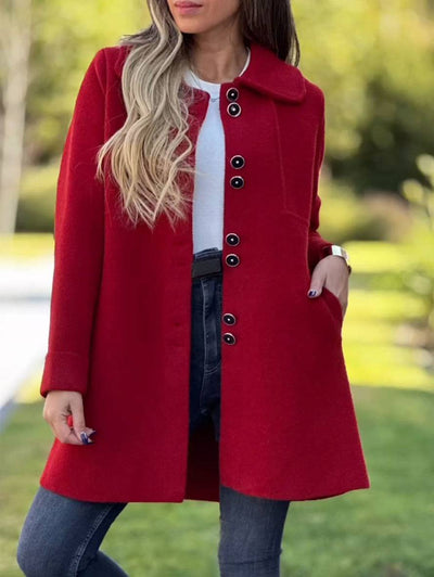 Cocolii mi-longue manteau polaire boutonnage poches col revers col claudine manches longues femme élégant mode veste