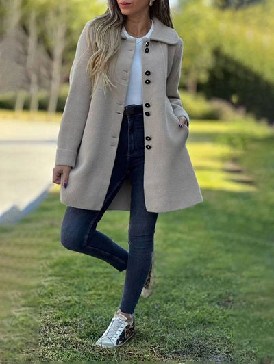 Cocolii mi-longue manteau polaire boutonnage poches col revers col claudine manches longues femme élégant mode veste