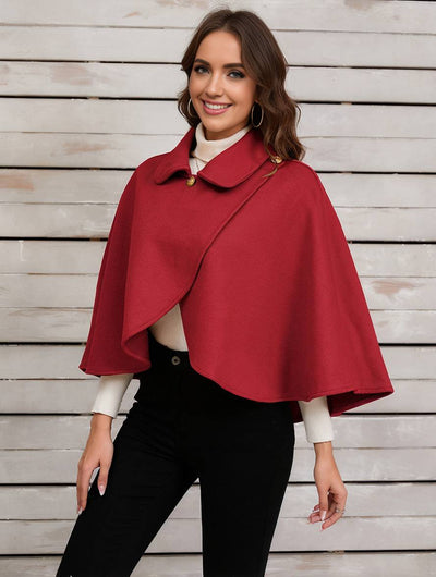 Cocolii court poncho manteau femme irrégulière boutons femme élégant décontracté mode ample veste