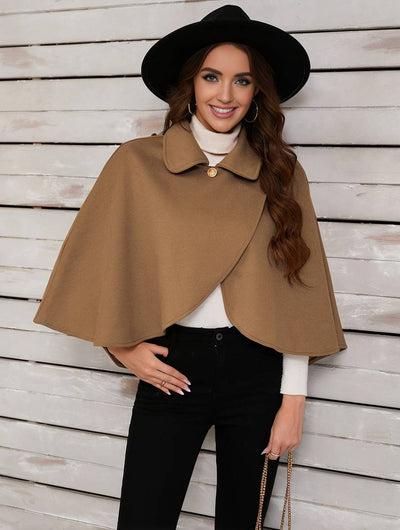 Cocolii court poncho manteau femme irrégulière boutons femme élégant décontracté mode ample veste