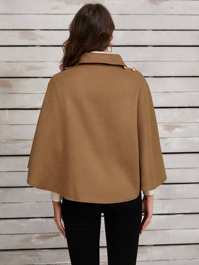 Cocolii court poncho manteau femme irrégulière boutons femme élégant décontracté mode ample veste