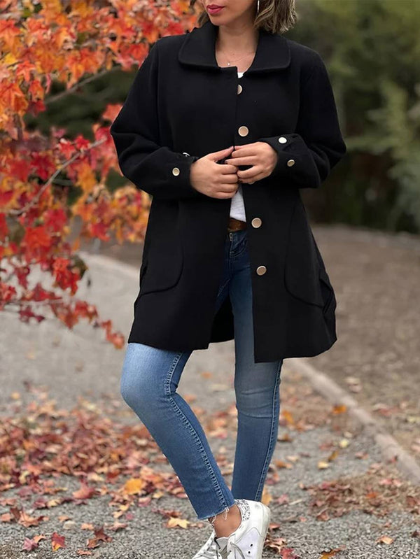 Cocolii mi-longue manteau en laine unicolore noeud papillon