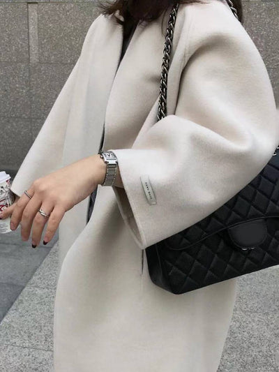 Cocolii manteau long cheville femme droit poches manches longues femme élégant décontracté oversized