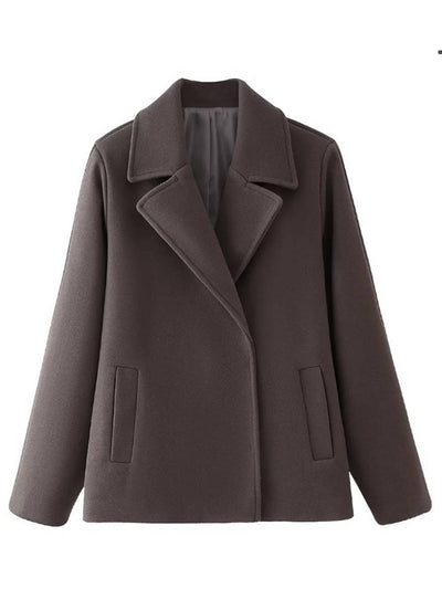 Cocolii manteau en laine col revers manches boutonnage longues femme élégant décontracté oversized blouson