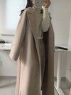 Cocolii longue manteau en laine col revers ceinture poches manches longues femme élégant décontracté oversized hiver blouson