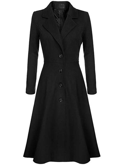 Cocolii mi-longue manteau en laine trapèze boutonnage col revers manches longues femme élégant décontracté casual veste