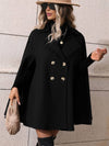 Cocolii court poncho manteau femme double boutonnage col revers manches chauve souris fendues femme élégant ample veste