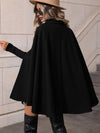 Cocolii court poncho manteau femme double boutonnage col revers manches chauve souris fendues femme élégant ample veste