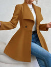 Cocolii mi-longue manteau en laine unicolore boutons col revers manches longues femme élégant décontracté casual veste