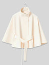 Cocolii court poncho manteau en laine col montant avec ceinture manches cape femme élégant décontracté ample veste