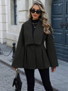 Cocolii mi-longue manteau en laine trapèze col revers manches trompette femme élégant décontracté doux automne