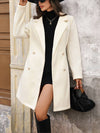 Cocolii mi-longue manteau d'hiver élégant style caban double boutonnage pearl manches longues vintage femme pour bureau