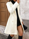 Cocolii mi-longue manteau d'hiver élégant style caban double boutonnage pearl manches longues vintage femme pour bureau