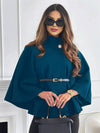 Cocolii courte poncho manteau femme cape ceinture col montant manches cape manches longues élégant ample vintage veste