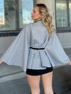 Cocolii courte poncho manteau femme cape ceinture col montant manches cape manches longues élégant ample vintage veste