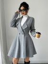 Cocolii mi-longue manteau patineuse boutons col revers manches longues femme doux élégant vintage veste de soirée