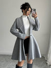Cocolii mi-longue manteau patineuse boutons col revers manches longues femme doux élégant vintage veste de soirée