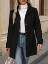 Cocolii mi-longue manteau élégant femme hiver chaud coupe-vent avec ceinture ajustable col rabattu boutonné idéal quotidien
