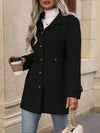 Cocolii mi-longue manteau élégant femme hiver chaud coupe-vent avec ceinture ajustable col rabattu boutonné idéal quotidien