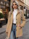 Cocolii mi-longue manteau élégant femme hiver chaud coupe-vent avec ceinture ajustable col rabattu boutonné idéal quotidien