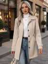 Cocolii mi-longue manteau élégant femme hiver chaud coupe-vent avec ceinture ajustable col rabattu boutonné idéal quotidien