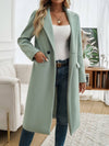 Cocolii mi-longue manteau en laine boutons poches col revers manches longues femme élégant vintage veste