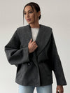 Cocolii manteau femme en laine manches chauve souris poches col revers vintage décontracté oversized veste pour automne