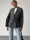 Cocolii manteau femme en laine manches chauve souris poches col revers vintage décontracté oversized veste pour automne