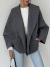 Cocolii manteau femme en laine manches chauve souris poches col revers vintage décontracté oversized veste pour automne
