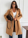 Cocolii mi-longue manteau boutonnage poches col revers manches longues veste style laine femme décontracté pour bureau