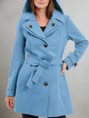 Cocolii mi-longue manteau en laine à capuche et ceinture boutonnage poches femme élégant décontracté chic chaud veste
