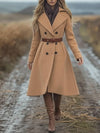 Cocolii longue manteau en laine femme double boutonnage poches ceinture col revers manches longues élégant vintage style trench