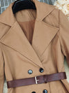 Cocolii longue manteau en laine femme double boutonnage poches ceinture col revers manches longues élégant vintage style trench