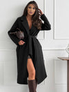 Cocolii mi-longue manteau en laine ceinture col revers femme élégant vintage décontracté chic veste classique