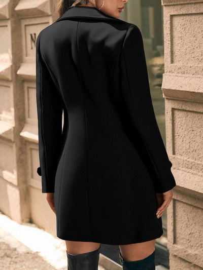 Cocolii mi-longue manteau en laine officier double boutonnage col revers femme veste caban hiver chic et chaude