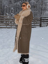 Cocolii longue manteau femme en daim synthétique et fausse fourrure chaud col revers élégant oversized vintage veste