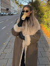 Cocolii longue manteau femme en daim synthétique et fausse fourrure chaud col revers élégant oversized vintage veste