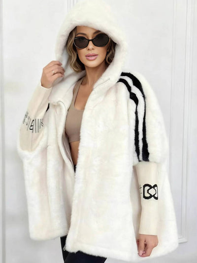 Cocolii manteau hiver chaud fermeture éclair veste en fausse fourrure douce à capuche décontracté ample blouson