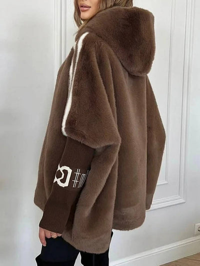 Cocolii manteau hiver chaud fermeture éclair veste en fausse fourrure douce à capuche décontracté ample blouson